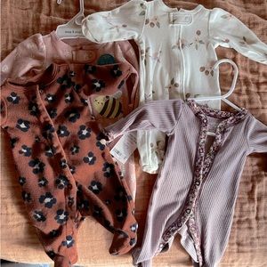 Preemie Baby Girl footsie pj Bundle